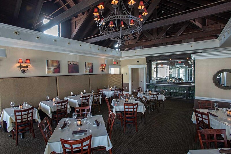 Dining room with set tables